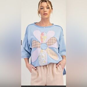 Flower Patch Mineral Washed Terry Knit Tunic Large NWOT